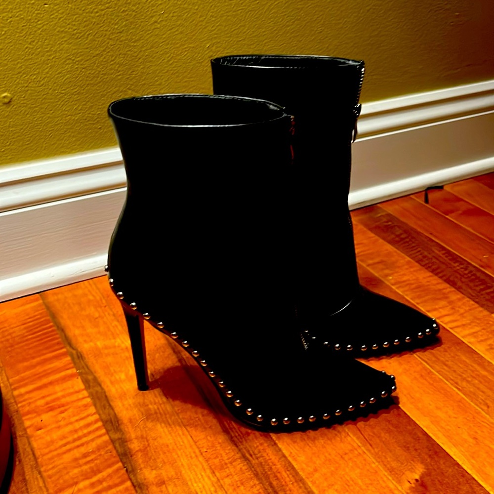 Never Worn Black Booties with silver accents